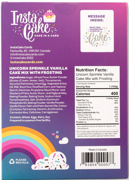InstaCake Cards Be Happier than a unicorn eating cake in a cloud Happy Birthday Card includes Single Serve Mug Cake Vanilla Unicorn Sprinkle Mix - anything4home