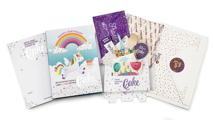 InstaCake Cards Be Happier than a unicorn eating cake in a cloud Happy Birthday Card includes Single Serve Mug Cake Vanilla Unicorn Sprinkle Mix - anything4home