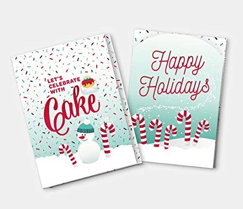 InstaCake Cards Christmas Card Let's Celebrate with Cake includes Single Serve Mug Cake Mix Vaniila Cake and Peppemint Frosting and sprinkles - anything4home