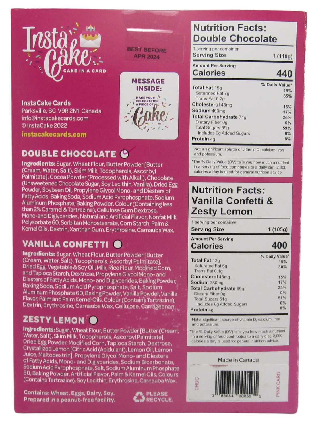InstaCake Cards Happy Birthday Let's Celebrate with Cake Pink Birthday Card includes Single Serve Mug Cake - anything4home