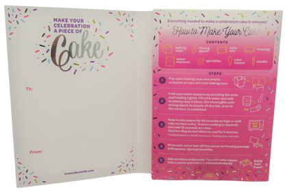 InstaCake Cards Happy Birthday Let's Celebrate with Cake Pink Birthday Card includes Single Serve Mug Cake - anything4home