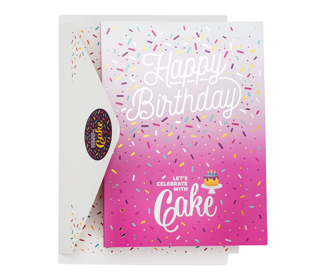 InstaCake Cards Happy Birthday Let's Celebrate with Cake Pink Birthday Card includes Single Serve Mug Cake - anything4home