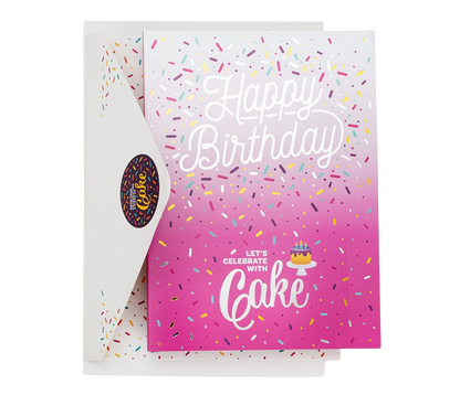 InstaCake Cards Happy Birthday Let's Celebrate with Cake Pink Birthday Card includes Single Serve Mug Cake - anything4home