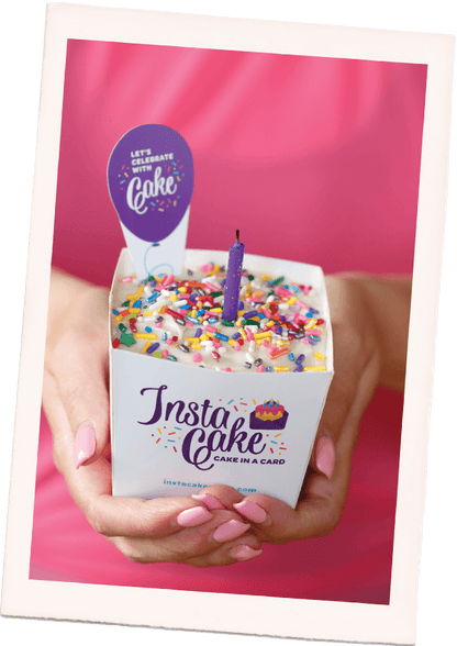 InstaCake Cards Happy Birthday Let's Celebrate with Cake Pink Birthday Card includes Single Serve Mug Cake - anything4home