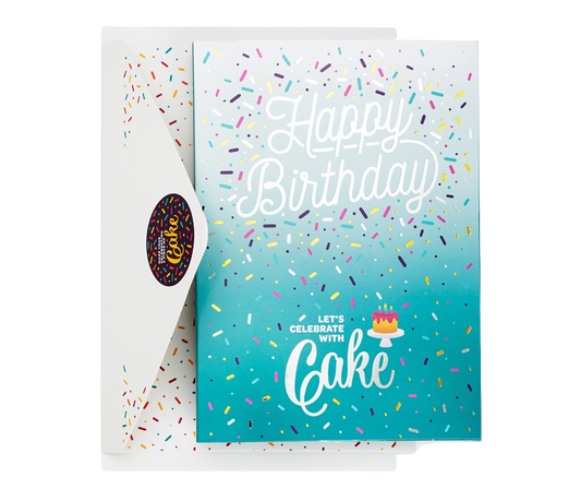 InstaCake Cards Happy Birthday Let's Celebrate with Cake Teal Birthday Card includes Single Serve Mug Cake Mix - anything4home