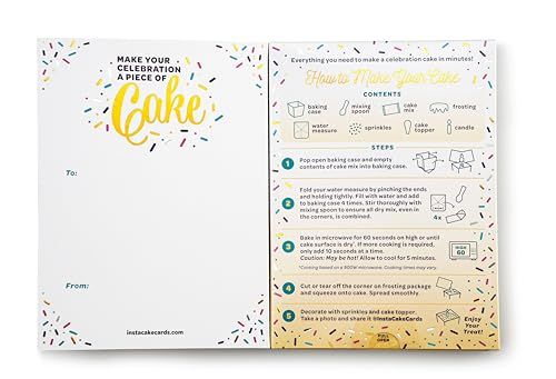 InstaCake Cards Let's Celebrate with Cake Card includes Single Serve Double Chocolate Mug Cake Mix - anything4home