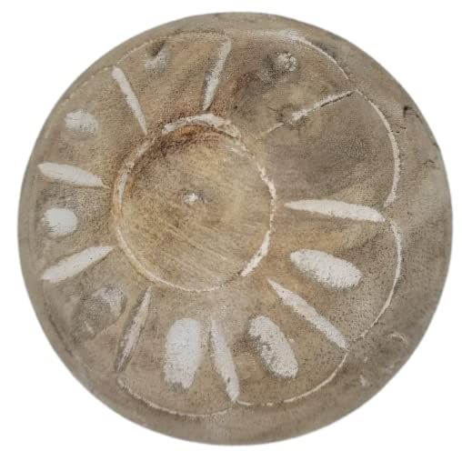 PD Home & Garden Carved Medallion Decorative Wood Ball Small 3.15 inches with White Accents - anything4home