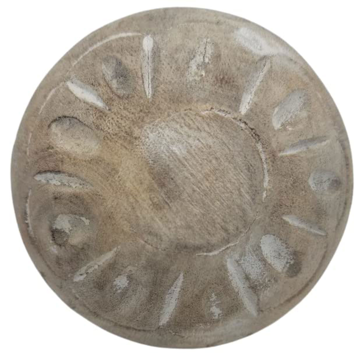 PD Home & Garden Carved Medallion Decorative Wood Ball Small 3.15 inches with White Accents - anything4home