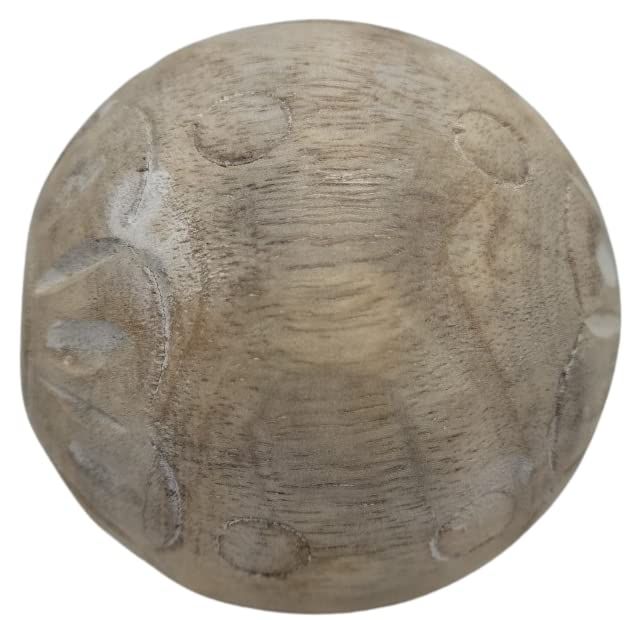 PD Home & Garden Carved Medallion Decorative Wood Ball Small 3.15 inches with White Accents - anything4home