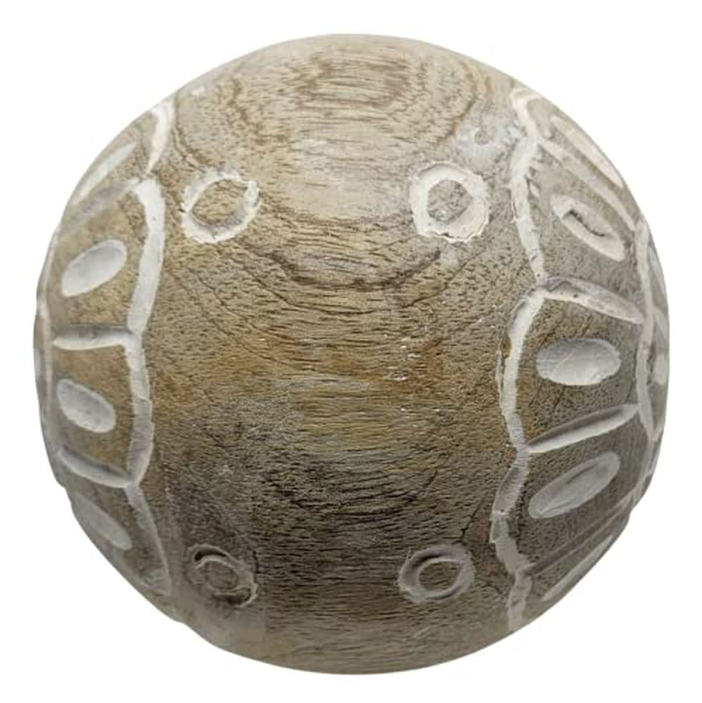 PD Home & Garden Carved Medallion Decorative Wood Ball with White Accents - anything4home