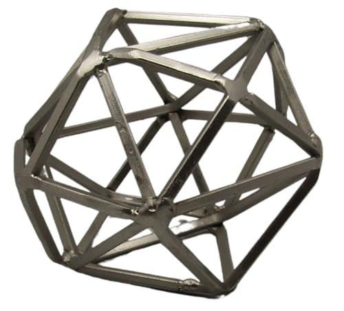 PD Home & Garden Cast 5 inch Silver Decorative Triangles Metal Orb Decor Ball for Accent Bowl Farmhouse Art Spheres - anything4home