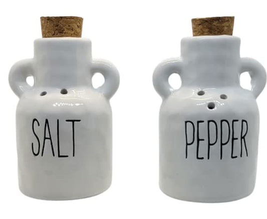 PD Home & Garden Ceramic Salt and Pepper Shaker Jug Set Rustic Farmhouse Vintage Kitchen and Table Decor White - anything4home