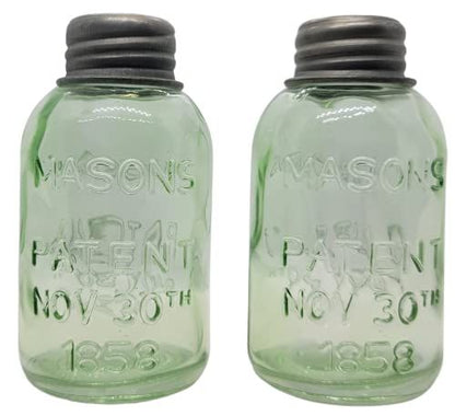 PD Home & Garden Glass Mason Jar Salt and Pepper Shaker Set, 1.5 X 1.5 X 3.5 inches, ip10492rc set - anything4home