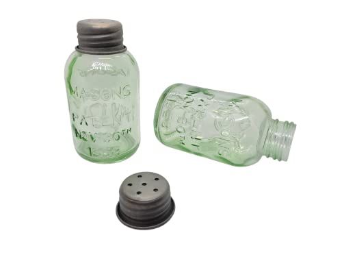 PD Home & Garden Glass Mason Jar Salt and Pepper Shaker Set, 1.5 X 1.5 X 3.5 inches, ip10492rc set - anything4home