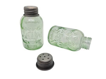 PD Home & Garden Glass Mason Jar Salt and Pepper Shaker Set, 1.5 X 1.5 X 3.5 inches, ip10492rc set - anything4home