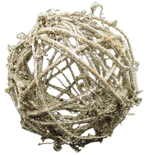 PD Home & Garden Glitter Wooden Vine Ball Sphere Rustic 4 inch Diameter Orb - anything4home