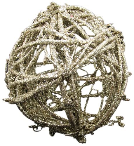PD Home & Garden Glitter Wooden Vine Ball Sphere Rustic 4 inch Diameter Orb - anything4home