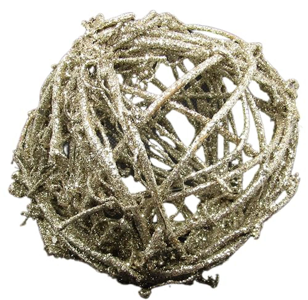 PD Home & Garden Glitter Wooden Vine Ball Sphere Rustic 4 inch Diameter Orb - anything4home