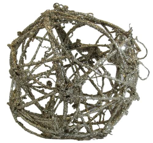 PD Home & Garden Glitter Wooden Vine Ball Sphere Rustic 5.5 inch Diameter - anything4home