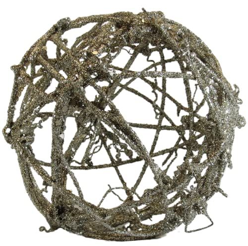 PD Home & Garden Glitter Wooden Vine Ball Sphere Rustic 5.5 inch Diameter - anything4home
