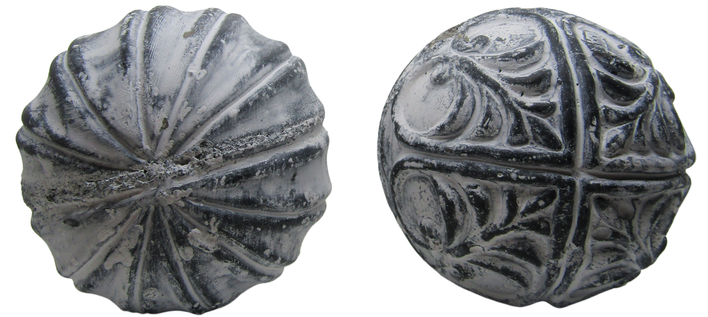 PD Home & Garden White Accented Vane and Floral Concrete Farmhouse Garden Sphere Rustic Distressed 3 inch Diameter Set of 2 - anything4home