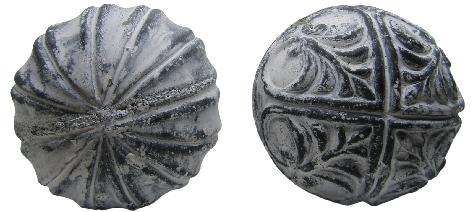 PD Home & Garden White Accented Vane and Floral Concrete Farmhouse Garden Sphere Rustic Distressed 3 inch Diameter Set of 2 - anything4home