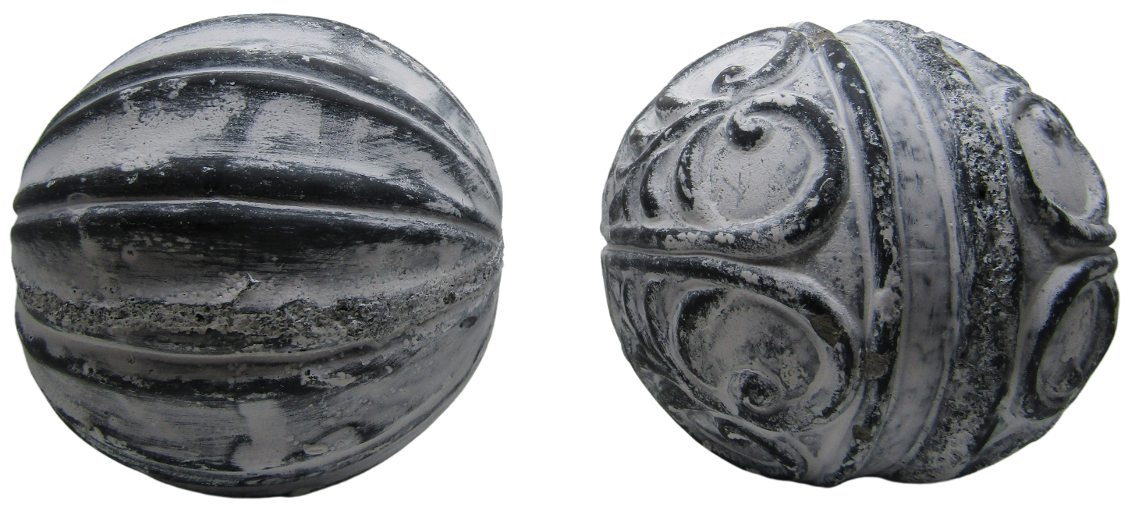 PD Home & Garden White Accented Vane and Floral Concrete Farmhouse Garden Sphere Rustic Distressed 3 inch Diameter Set of 2 - anything4home