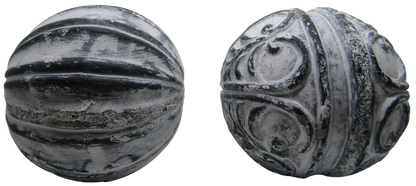PD Home & Garden White Accented Vane and Floral Concrete Farmhouse Garden Sphere Rustic Distressed 3 inch Diameter Set of 2 - anything4home