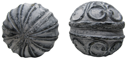 PD Home & Garden White Accented Vane and Floral Concrete Farmhouse Garden Sphere Rustic Distressed 3 inch Diameter Set of 2 - anything4home