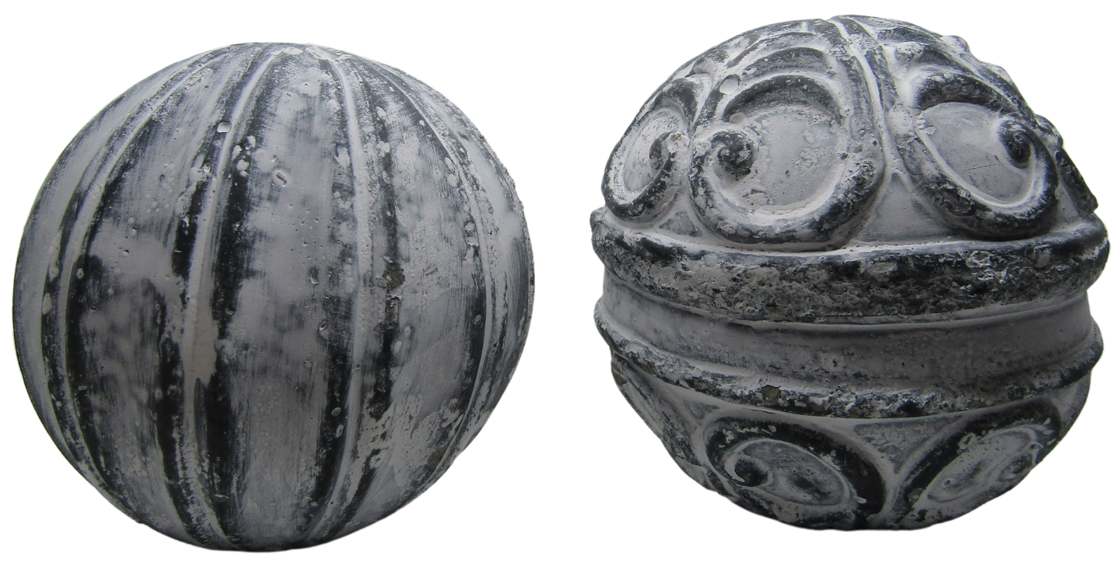 PD Home & Garden White Accented Vane and Floral Concrete Farmhouse Garden Sphere Rustic Distressed 3 inch Diameter Set of 2 - anything4home