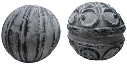 PD Home & Garden White Accented Vane and Floral Concrete Farmhouse Garden Sphere Rustic Distressed 3 inch Diameter Set of 2 - anything4home