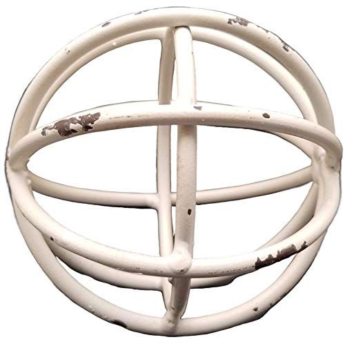 PD Home & Garden White Bar Metal Sphere Rustic Distressed 4 inch Diameter - anything4home