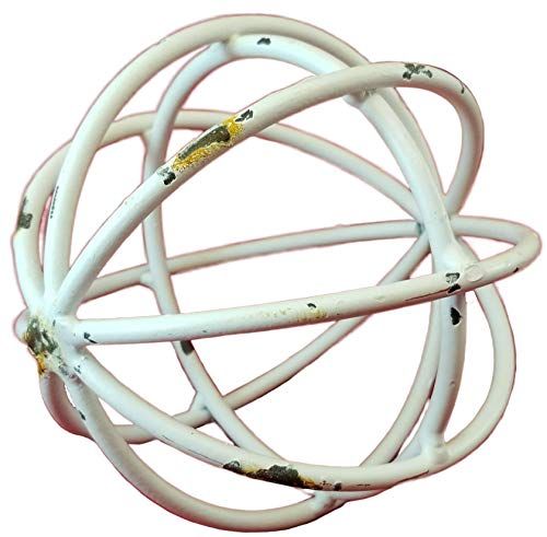 PD Home & Garden White Bar Metal Sphere Rustic Distressed 5 inch Diameter - anything4home