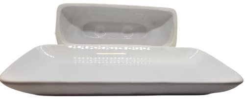 PD Home & Garden White Ceramic Farmhouse Rustic Butter Dish - anything4home