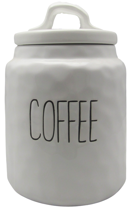 PD Home & Garden White Ceramic Rustic Retro Vintage Farmhouse Coffee Canister Keeper 64oz or 8 cups, A Jar thats Easy to Clean - anything4home