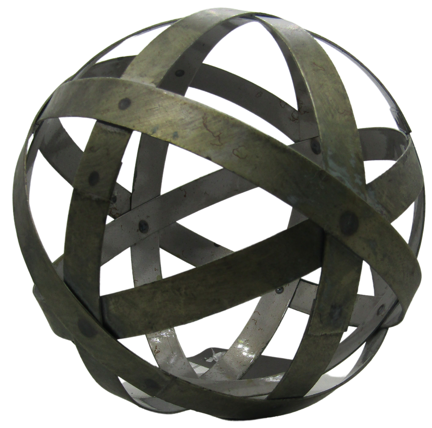 PD Home & Garden Wide Band Woven 6 inch Distressed Decorative Tin Metal Orb Decor Balls Accent Bowl Spheres Farmhouse Art - anything4home