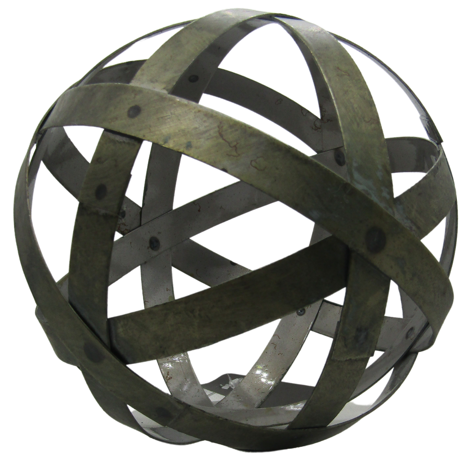 PD Home & Garden Wide Band Woven 6 inch Distressed Decorative Tin Metal Orb Decor Balls Accent Bowl Spheres Farmhouse Art - anything4home
