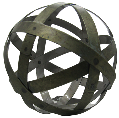 PD Home & Garden Wide Band Woven 6 inch Distressed Decorative Tin Metal Orb Decor Balls Accent Bowl Spheres Farmhouse Art - anything4home