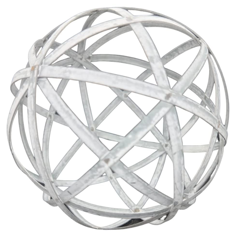 PD Home & Garden Woven Decorative Metal Sphere Accent Ball 5 inch Diameter with White Distressed Accents - anything4home