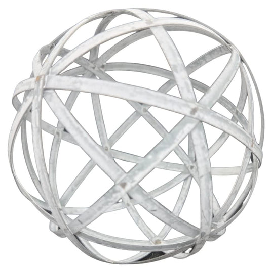 PD Home & Garden Woven Decorative Metal Sphere Accent Ball 5 inch Diameter with White Distressed Accents - anything4home