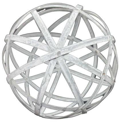 PD Home & Garden Woven Decorative Metal Sphere Accent Ball 5 inch Diameter with White Distressed Accents - anything4home