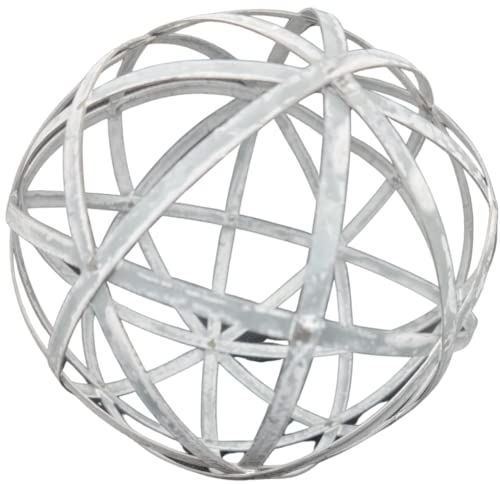 PD Home & Garden Woven Decorative Metal Sphere Accent Ball 5 inch Diameter with White Distressed Accents - anything4home