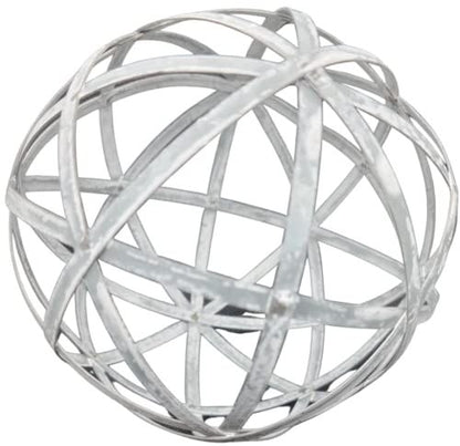 PD Home & Garden Woven Decorative Metal Sphere Accent Ball 5 inch Diameter with White Distressed Accents - anything4home
