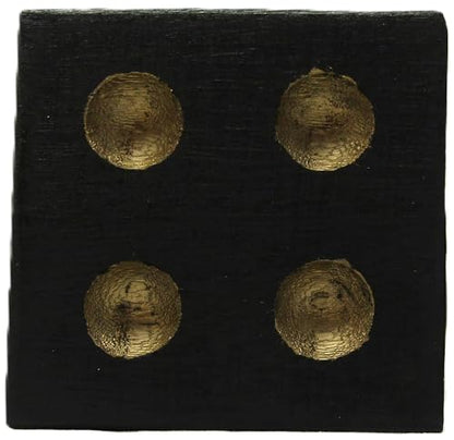 PD Home and Garden Decorative Black Wood Die with Gold Dots  4 Inch Cube  Elegant Home Decor Accent Piece - anything4home
