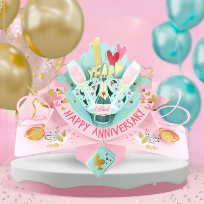 1 Year Happy 1st Anniversary Pop-Up Greeting Card