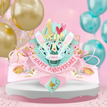 4 Years Happy 4th Anniversary Pop-Up Greeting Card