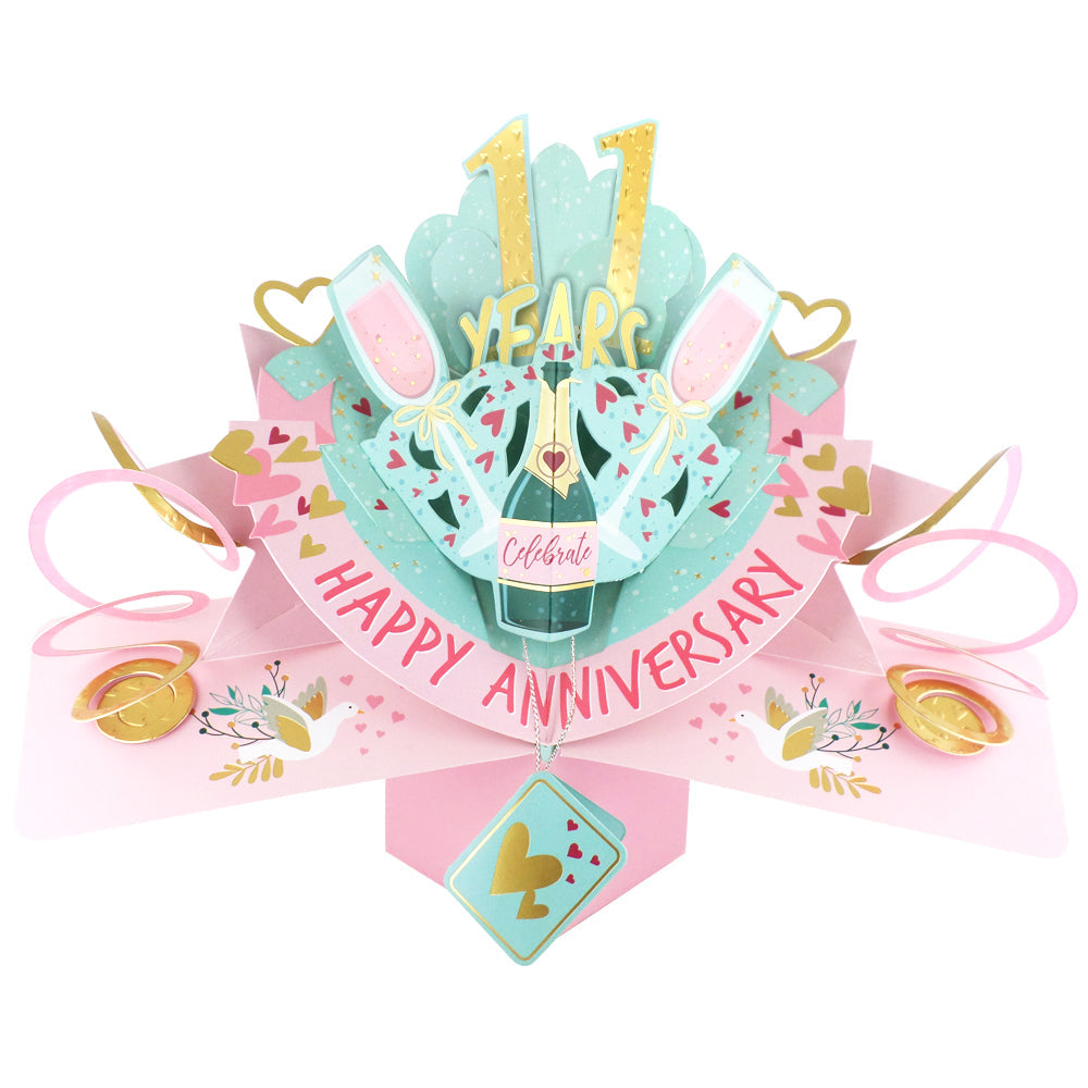 11 Years Happy 11th Anniversary Pop-Up Greeting Card