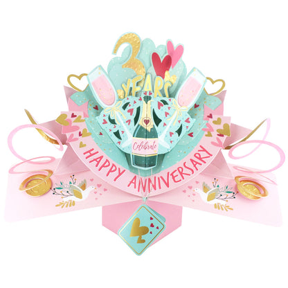3 Years Happy 3rd Anniversary Pop-Up Greeting Card
