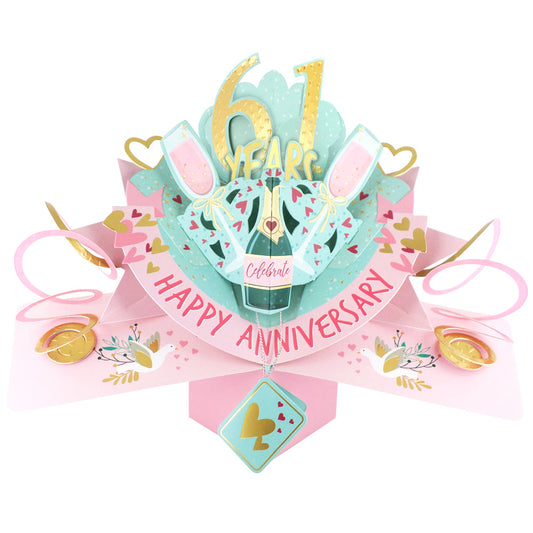 61 Years Happy 61st Anniversary Pop-Up Greeting Card