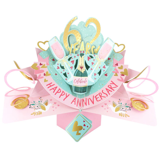 62 Years Happy 62nd Anniversary Pop-Up Greeting Card